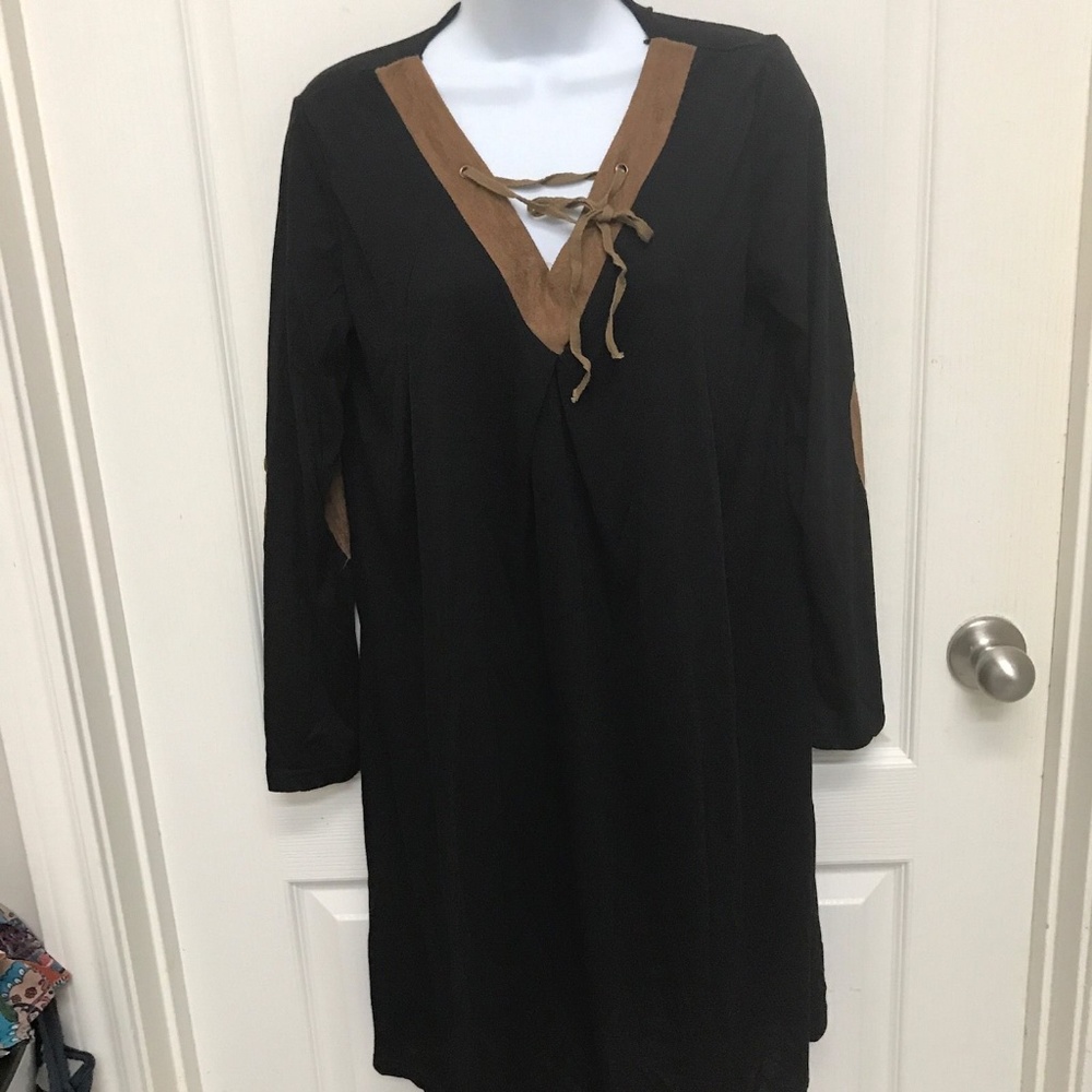 MIXMAX  V Neck Long Sleeve BoHo Dress